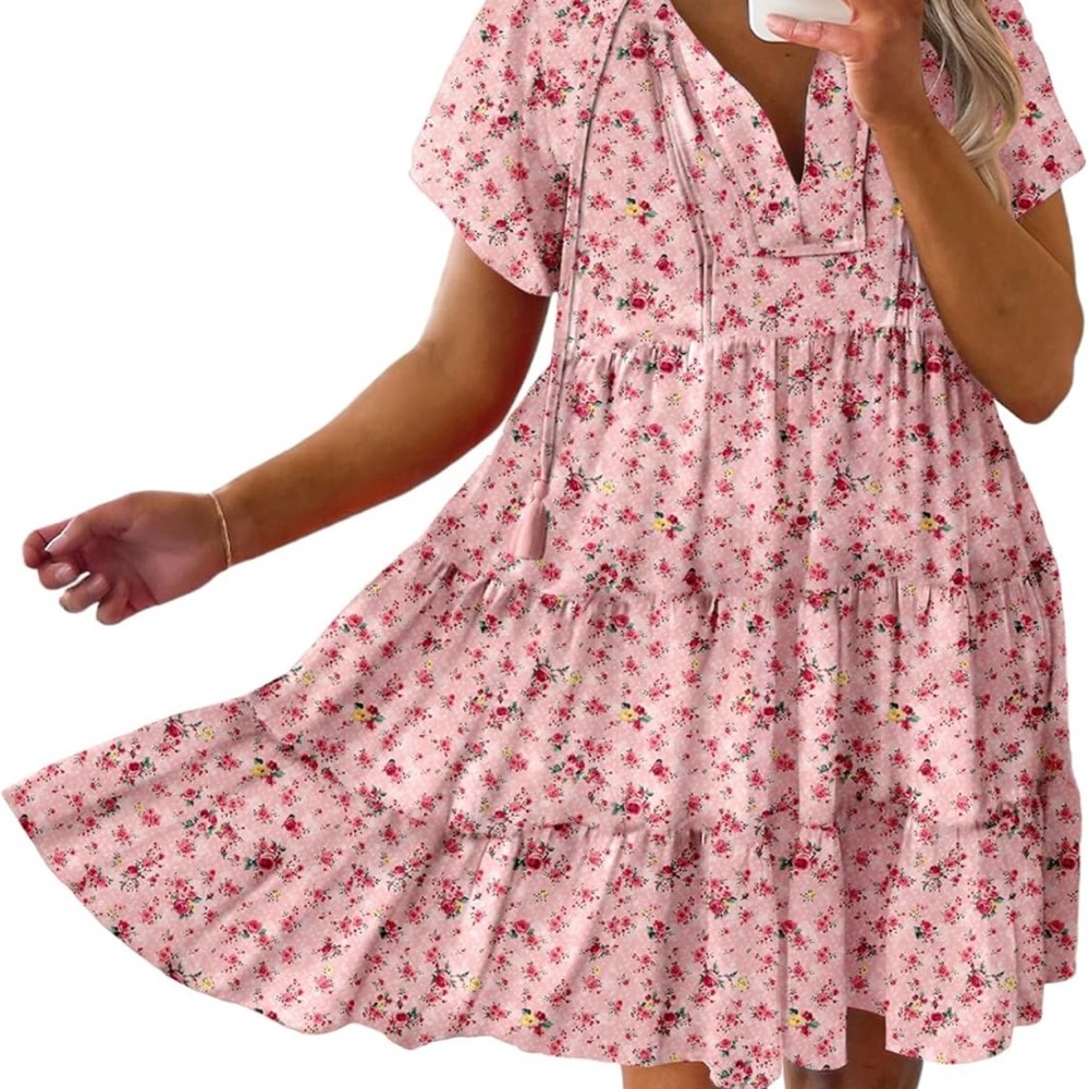 Pink Floral Boho Dress